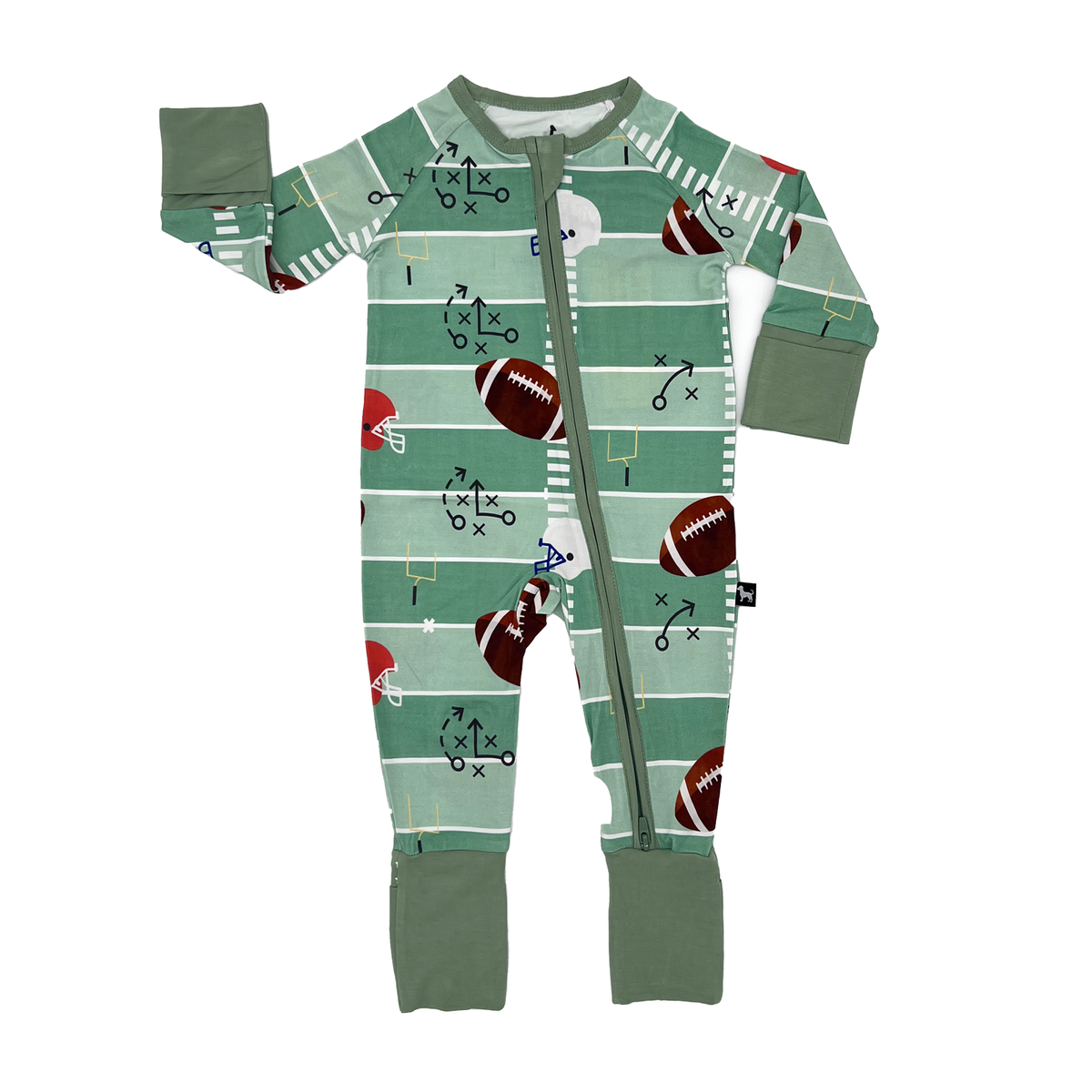 Football bamboo zippered one-piece