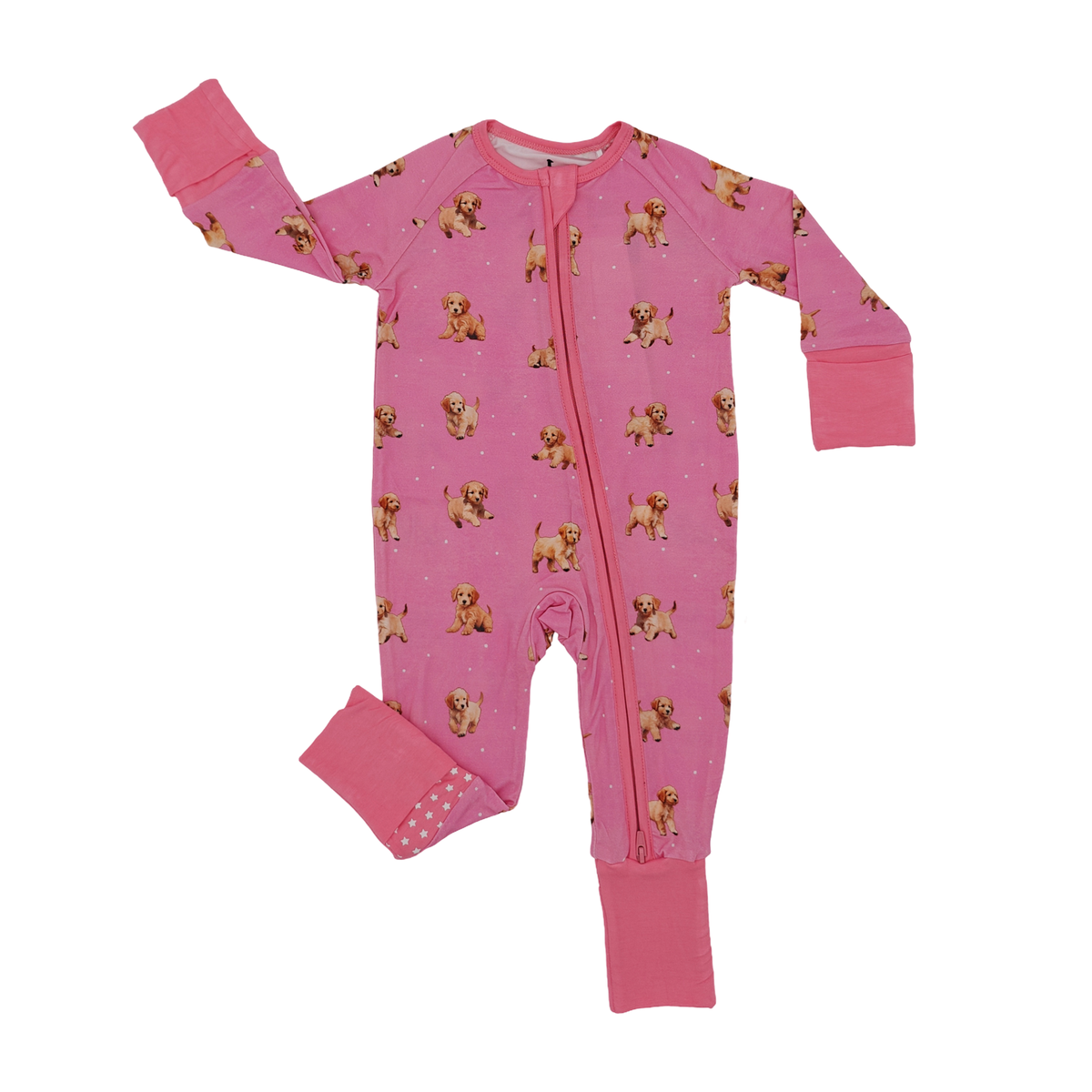 Pink Dogs golden doodle bamboo zippered one-piece