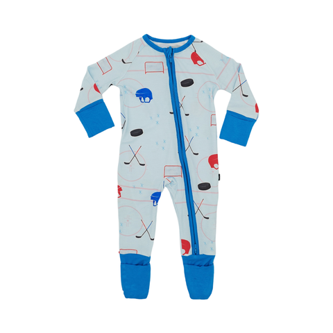 Hockey Kids Bamboo Zippered One-Piece Pajamas