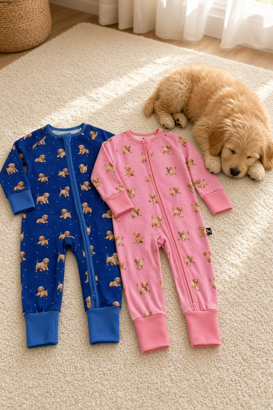 Blue Dogs + Pink Dogs Bamboo Zippered One-Piece
