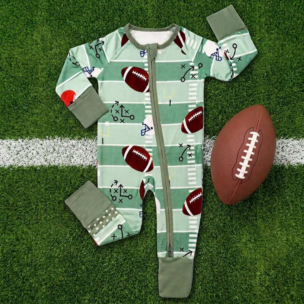 Football + Hockey Bamboo Zippered One-Piece