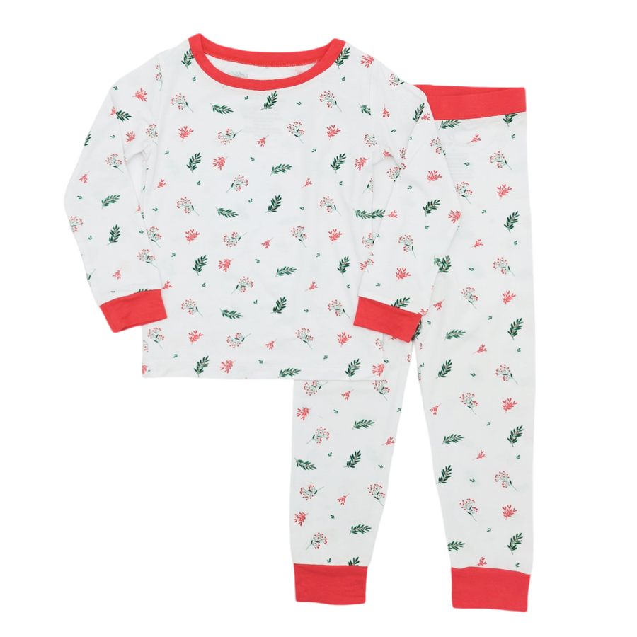 Winter Holly Frost bamboo kids pajamas